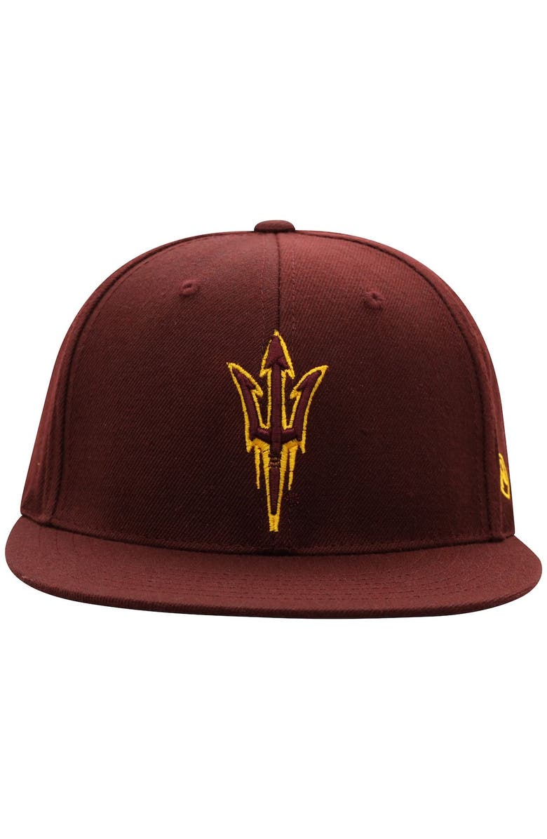 TOP OF THE WORLD Men's Top of the World Maroon Arizona State Sun Devils Team Color Fitted Hat, Alternate, color, Maroon