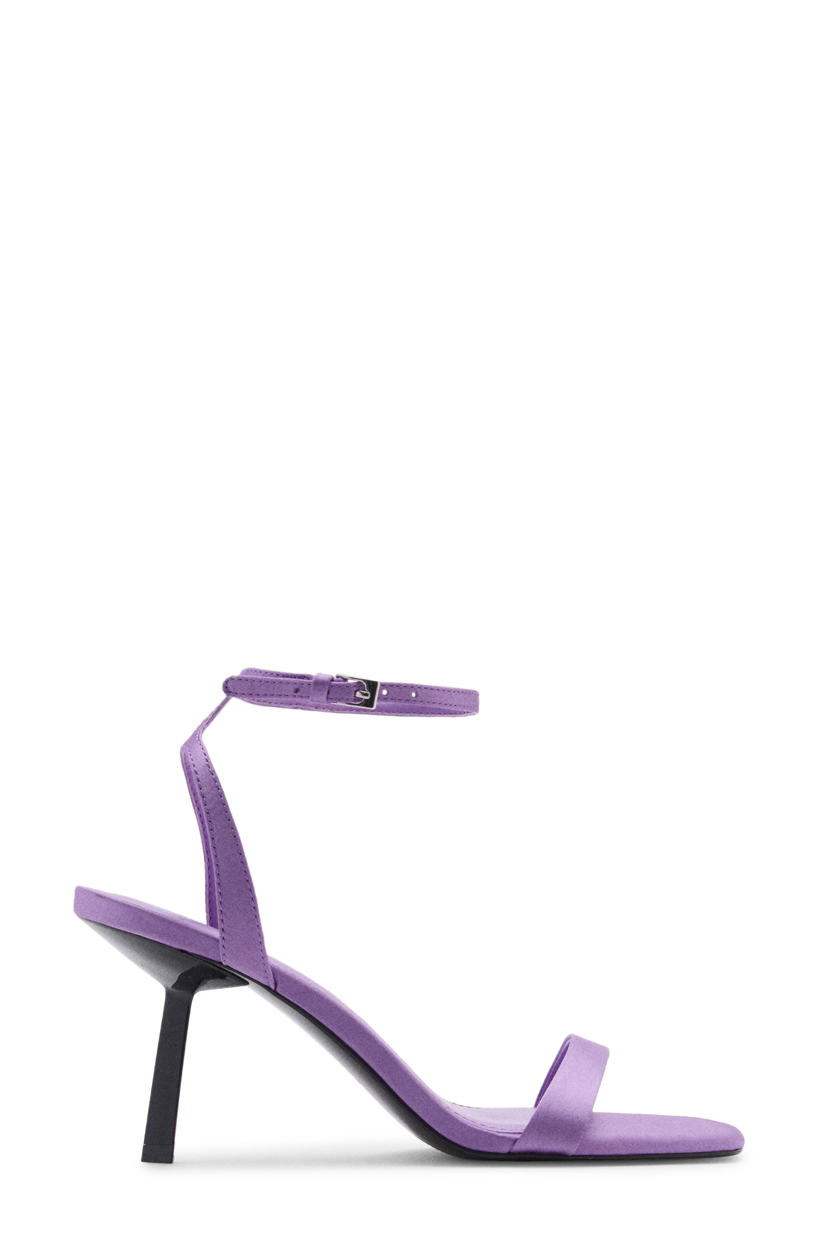 MANGO Square Toe Satin Sandal, Alternate, color, Lilac