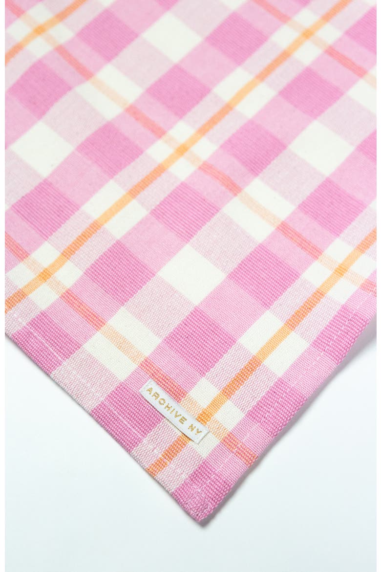 Handwoven Colorful Plaid Cotton Table Runner, Alternate, color, Pink