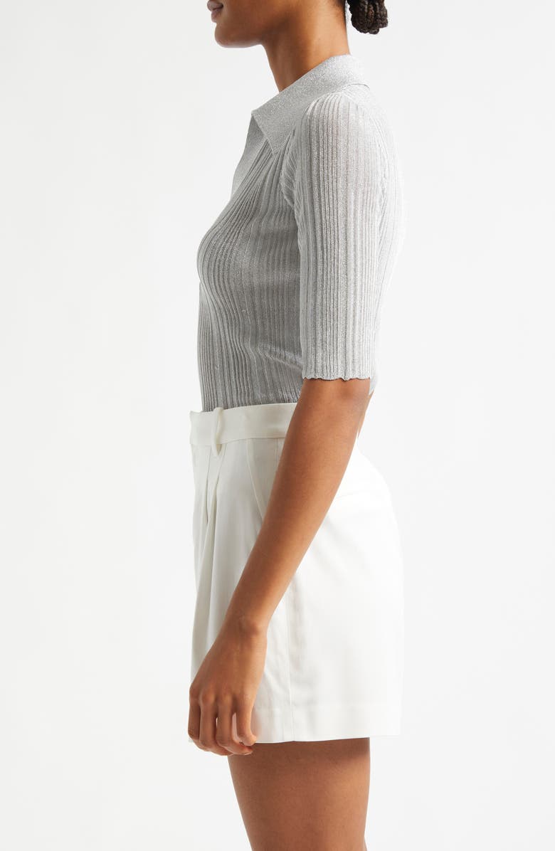 A.L.C. Joey Metallic Elbow Sleeve Polo, Alternate, color,