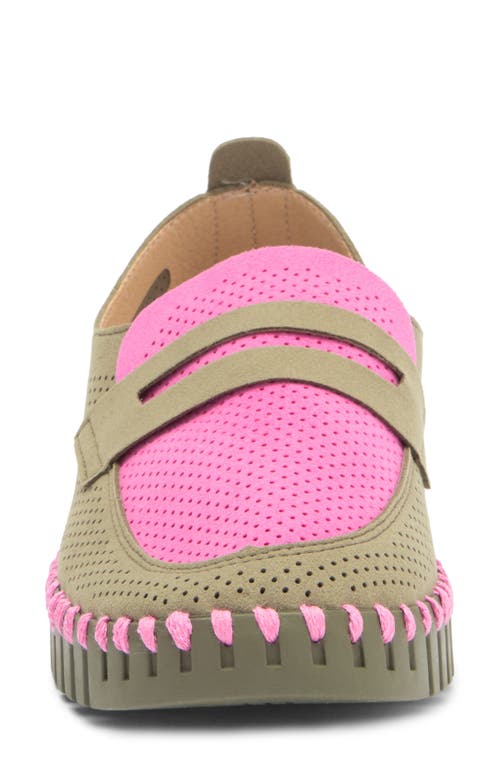 Ilse Jacobsen Tulip Two Tone Perforated Loafer In Violet With Army