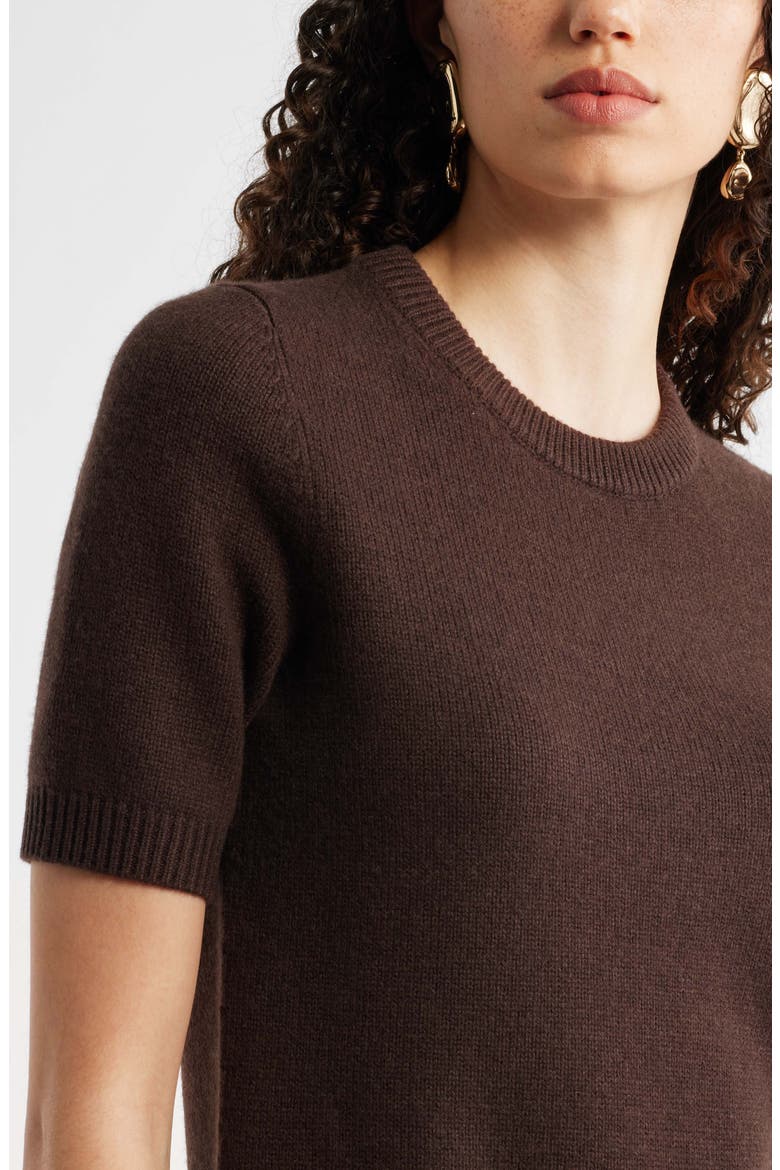 Short Sleeve Wool & Cashmere Sweater Dress, Alternate, color, BROWN MOLE