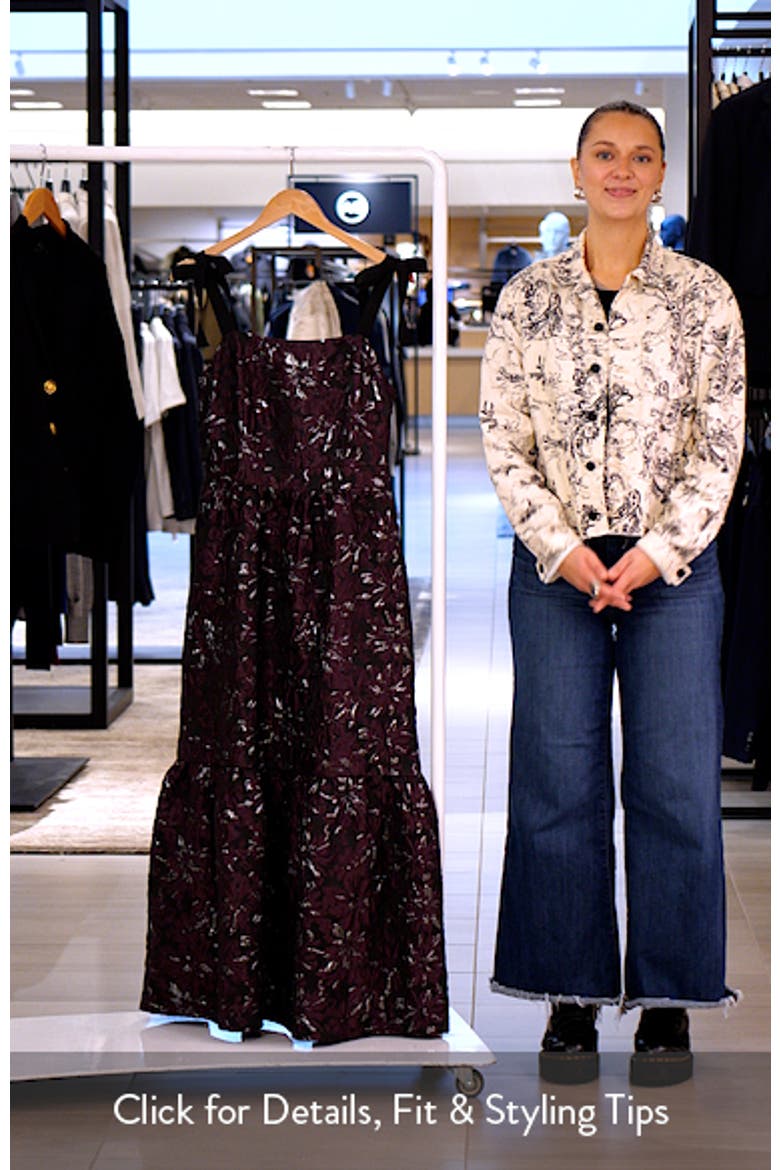 Tiered Floral Brocade Tie Strap Maxi Dress video