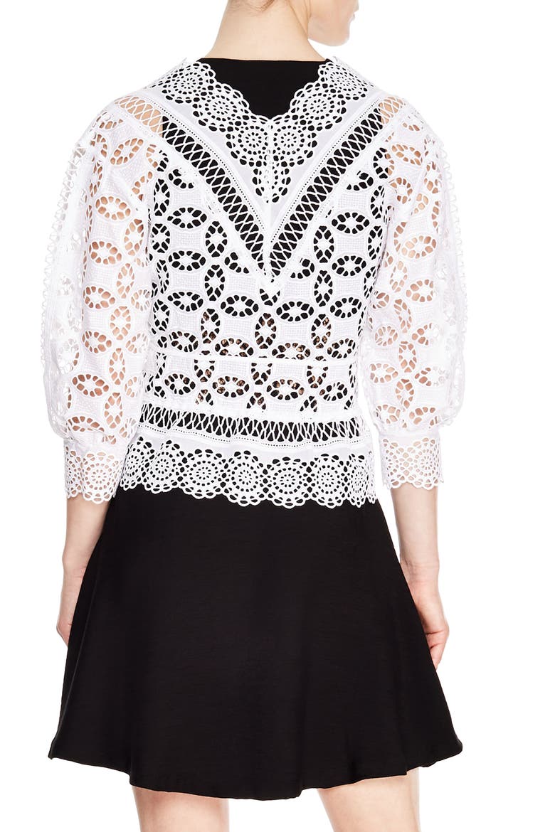 Paula Crochet Top, Alternate, color, WHITE