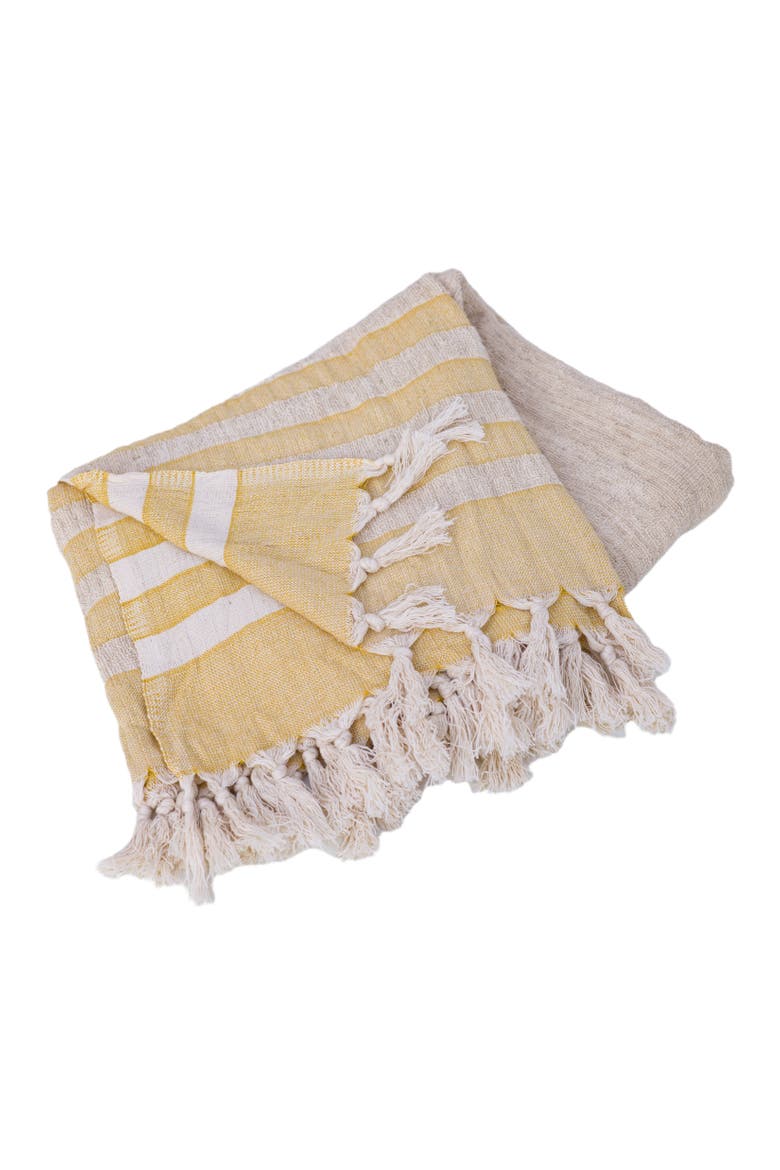 Hand loomed Linen Terry Bath Towel, Main, color, Mustard