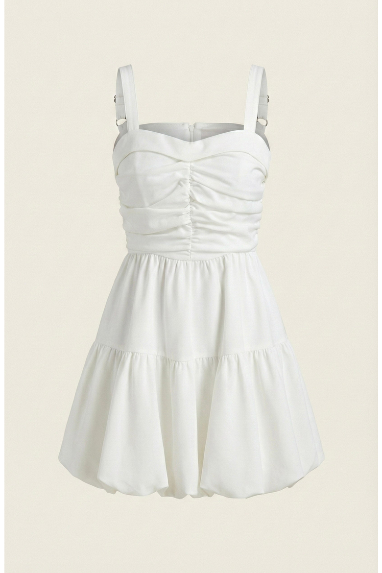 Ruched Sweetheart Flared Mini Dress, Alternate, color, White / Ivory