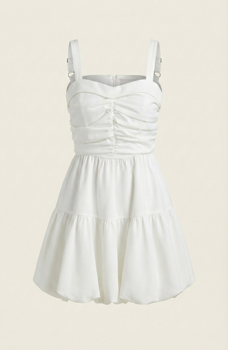 Modenaire Ruched Sweetheart Flared Mini Dress, Alternate, color, White / Ivory