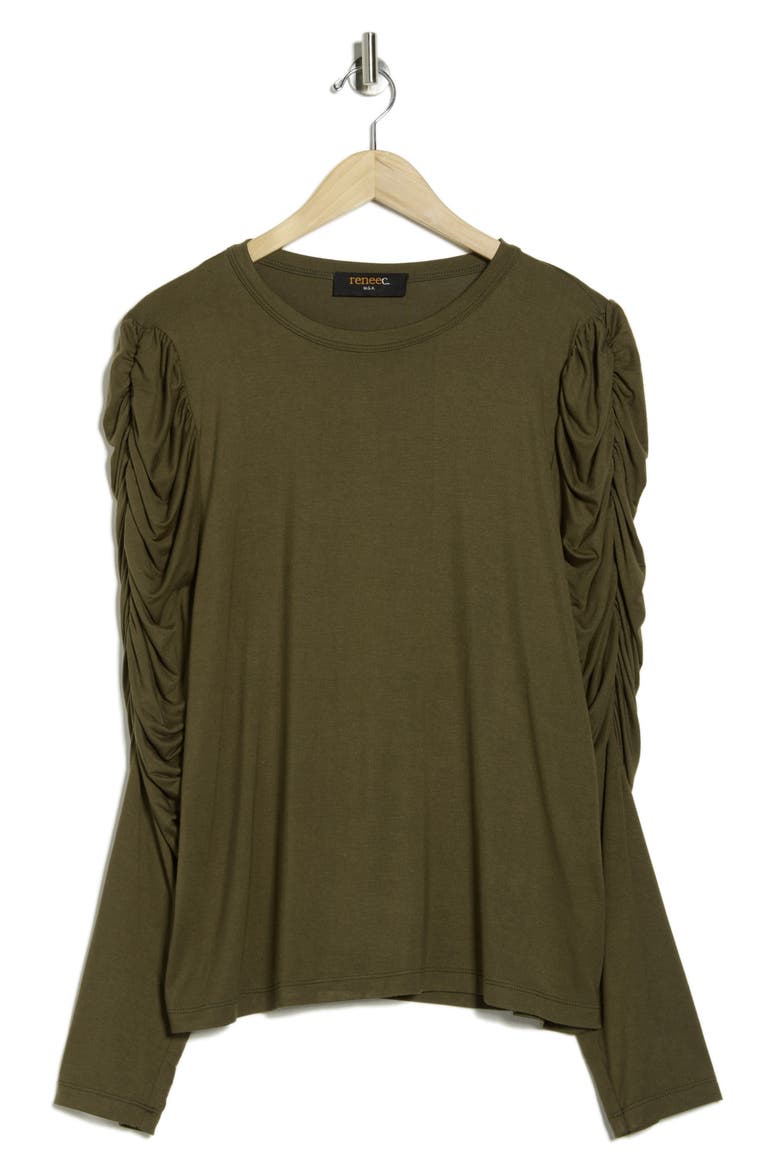 Long Puff Sleeve Top, Alternate, color, OLIVE