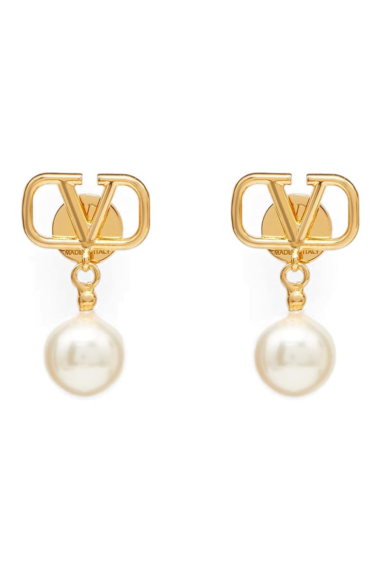 VLOGO Imitation Pearl Drop Earrings, Main, color, IVORY/ GOLD