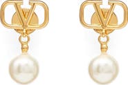 Valentino Garavani VLOGO Imitation Pearl Drop Earrings
