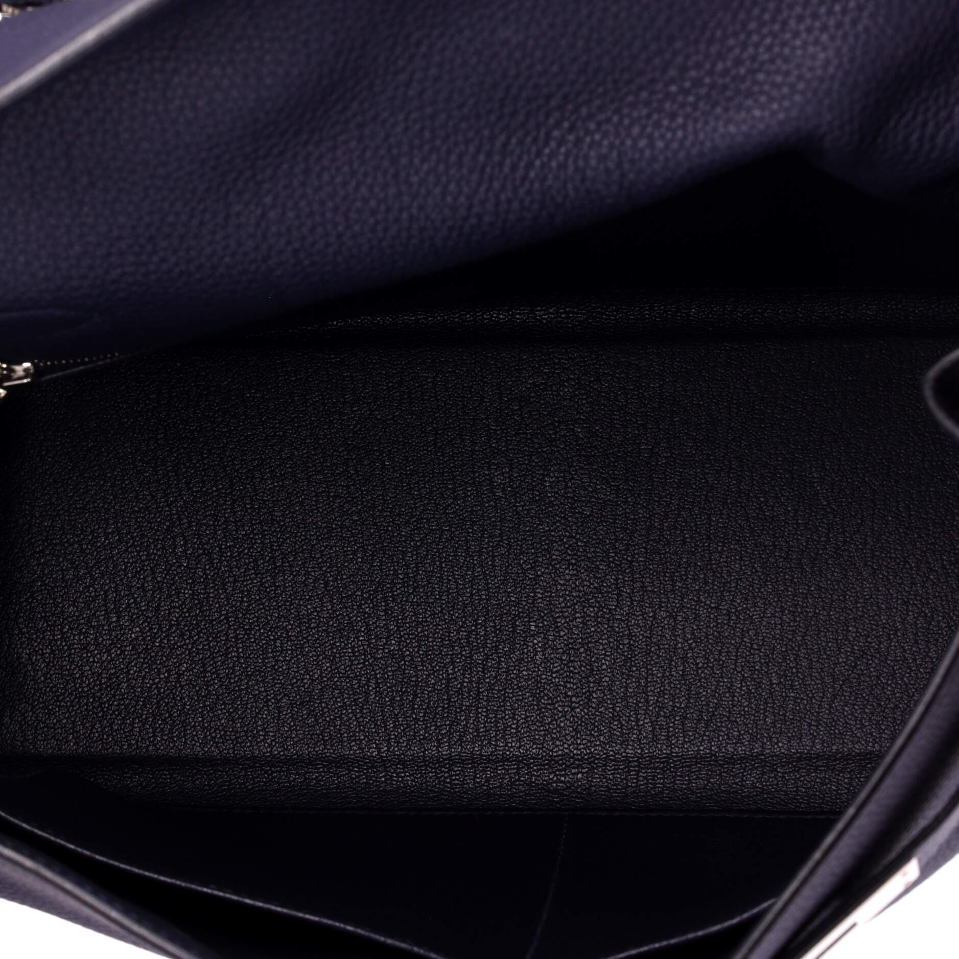 Kelly Handbag Blue Togo with Palladium Hardware 32, Alternate, color, Bleu Nuit