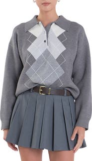 English Factory Argyle Polo Sweater