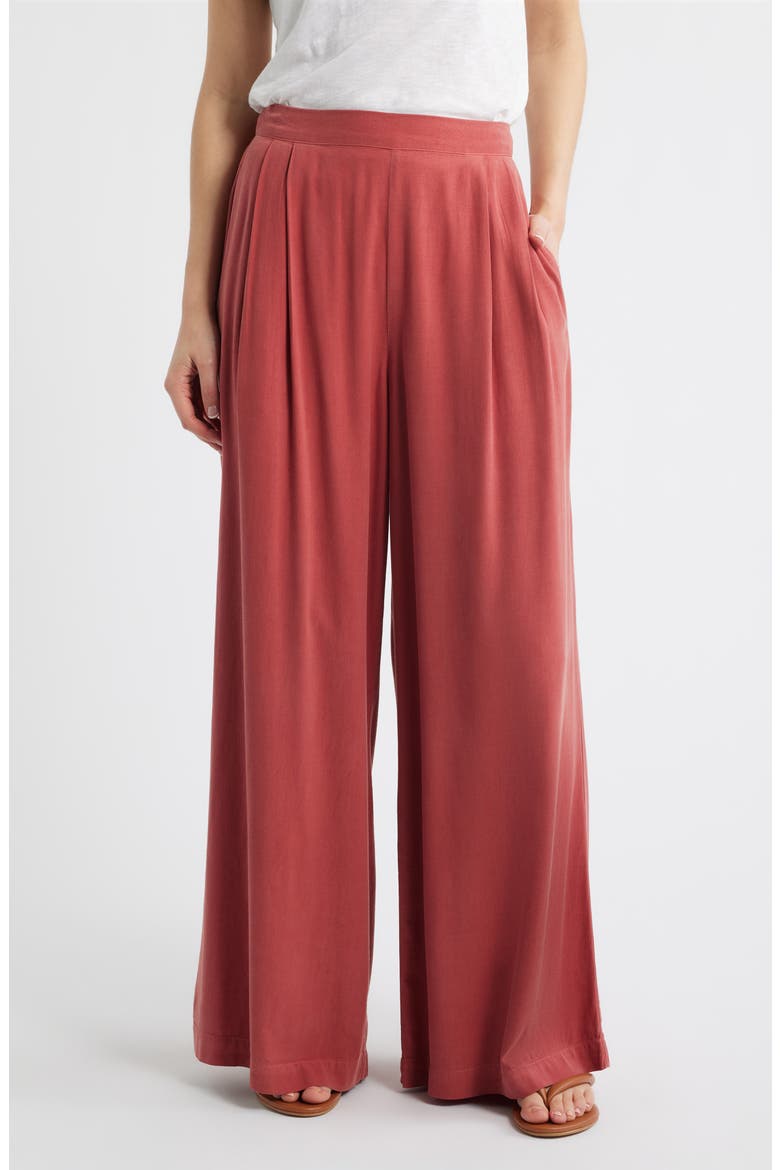 Pleated Wide Leg Palazzo Pants, Main, color, SUN WASHED CLAY