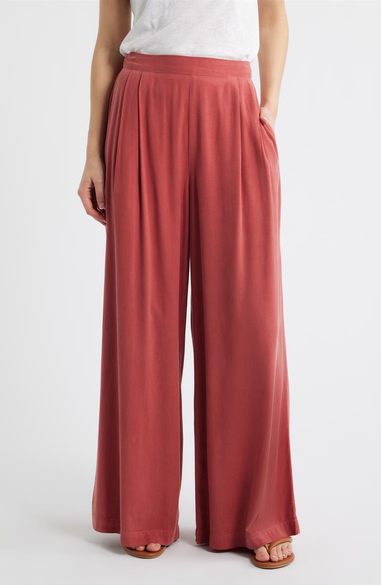 Cloth & Stone Pleated Wide Leg Palazzo Pants, Main, color, Sun Washed Clay