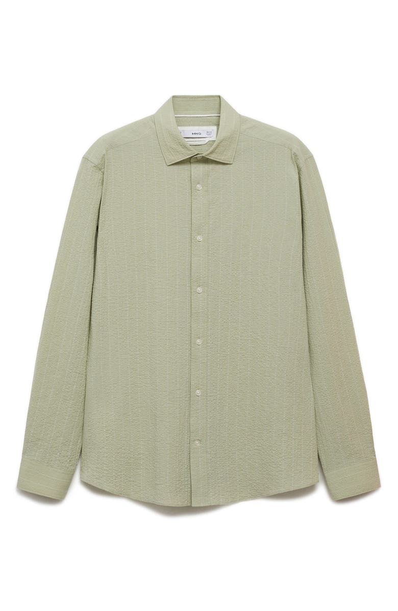 MANGO Regular Fit Textured Stripe Button-Up Shirt, Alternate, color, Pastel Green