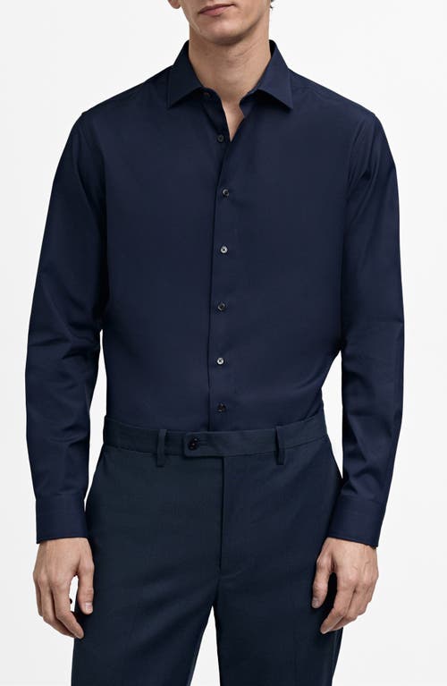 Mango Slim Fit Cotton Poplin Suit Button-up Shirt In Black