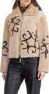 GORSKI Genuine Shearling Jacket with Gorski Insignia Intarsia, Reversible