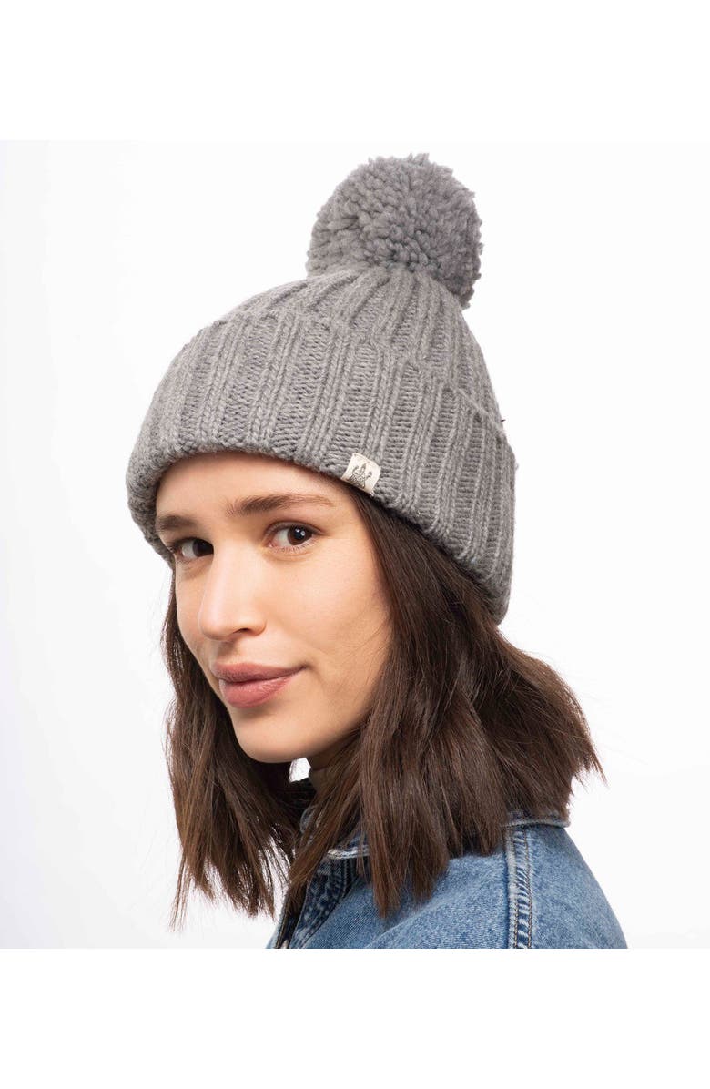 Nirvanna Designs Park Fold Rib Pom Beanie, Alternate, color, Black