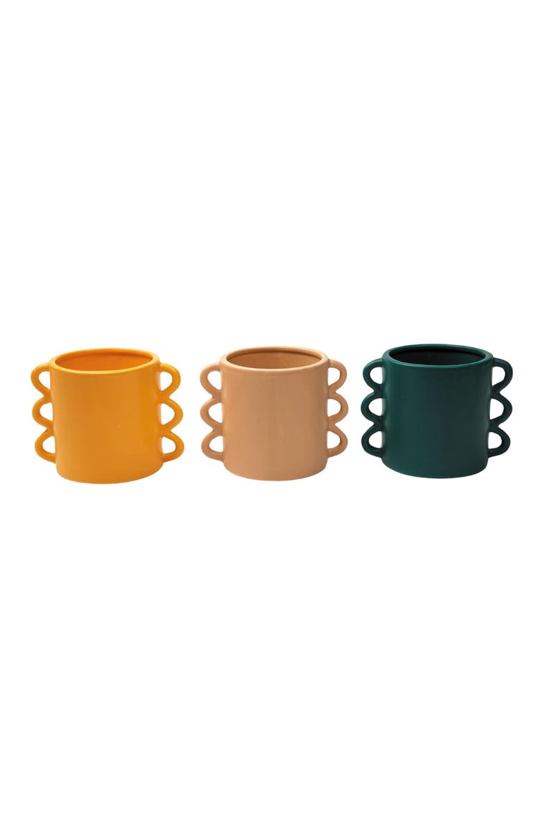 Ceramic Retro Modern Planter Set of 3, Main, color, Multicolored