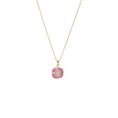 Blush Pink Halo Charm Necklace