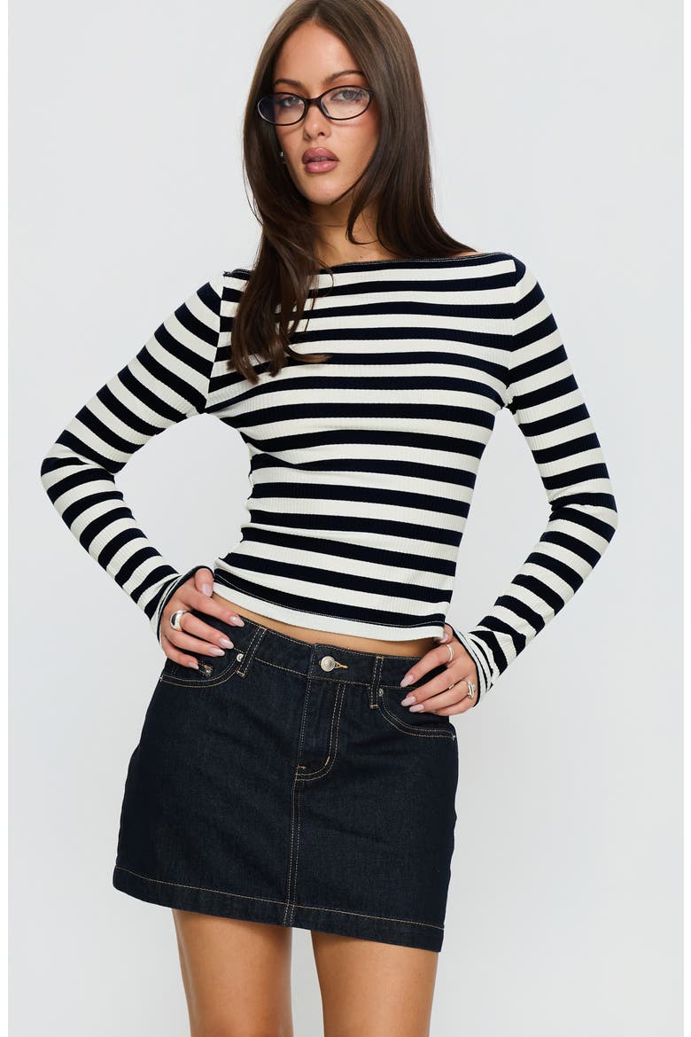 Nickei Denim Miniskirt, Alternate, color, BLUE