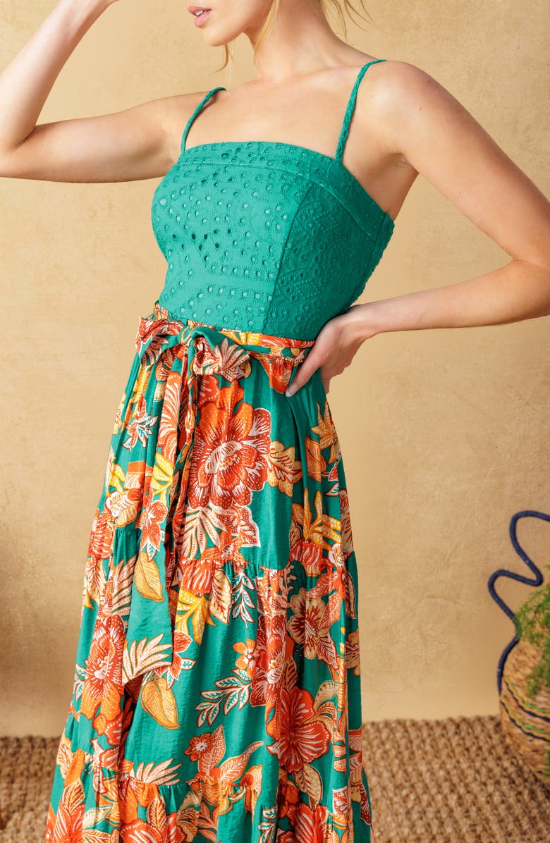 FLYING TOMATO Embroidered Eyelet Floral Skirt Sundress, Alternate, color, 