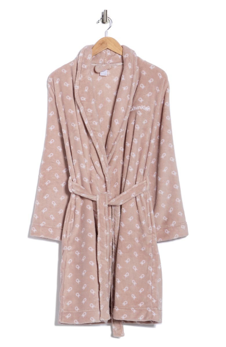Calvin Klein Plush Robe, Alternate, color, Mauve