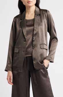 Eileen Fisher Crinkled Satin Blazer