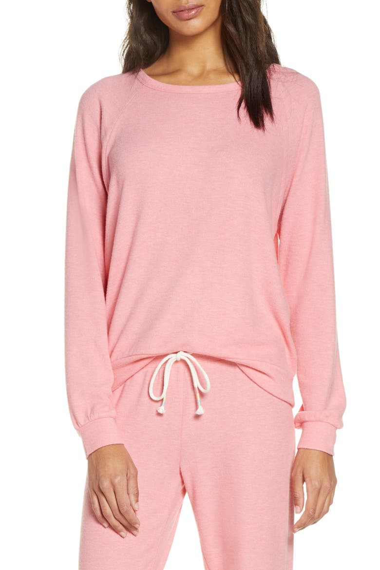 Peached Jersey Sweatshirt, Main, color, CORAL