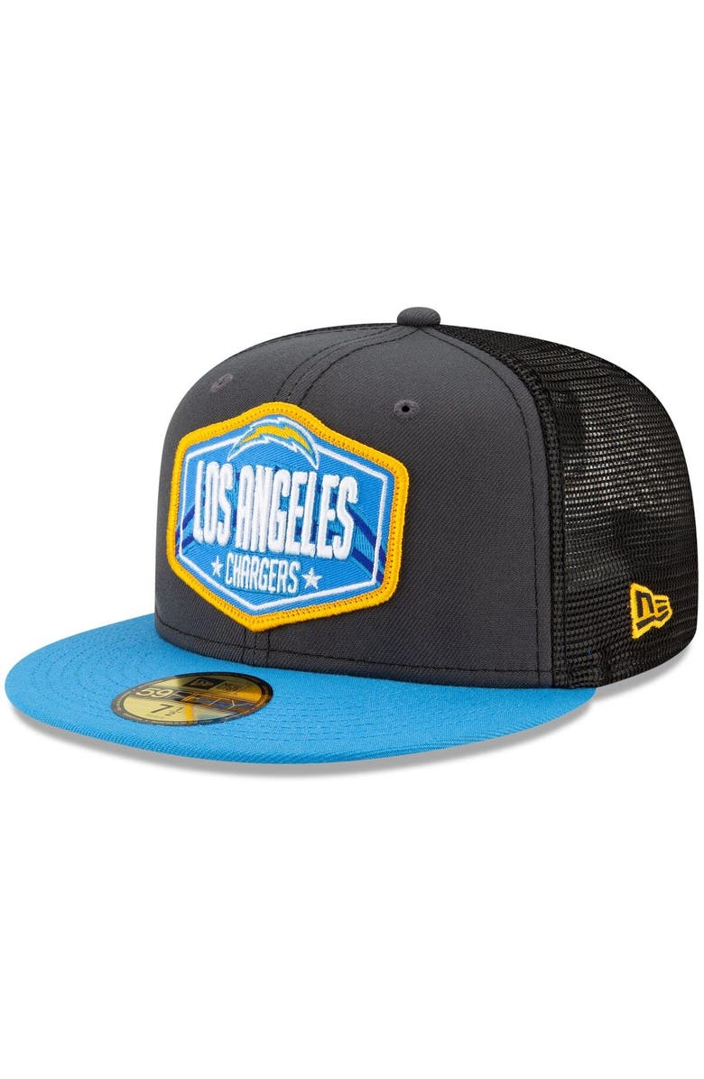 New Era Men's New Era Graphite/Powder Blue Los Angeles Chargers 2021 NFL Draft On-Stage 59FIFTY Fitted Hat, Alternate, color, 