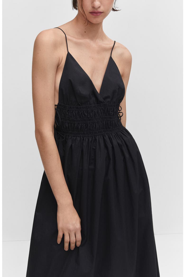 Smocked Cotton Maxi Dress, Alternate, color, BLACK