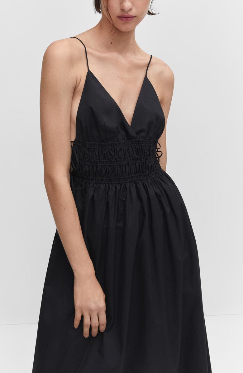 MANGO Smocked Cotton Maxi Dress, Alternate, color,