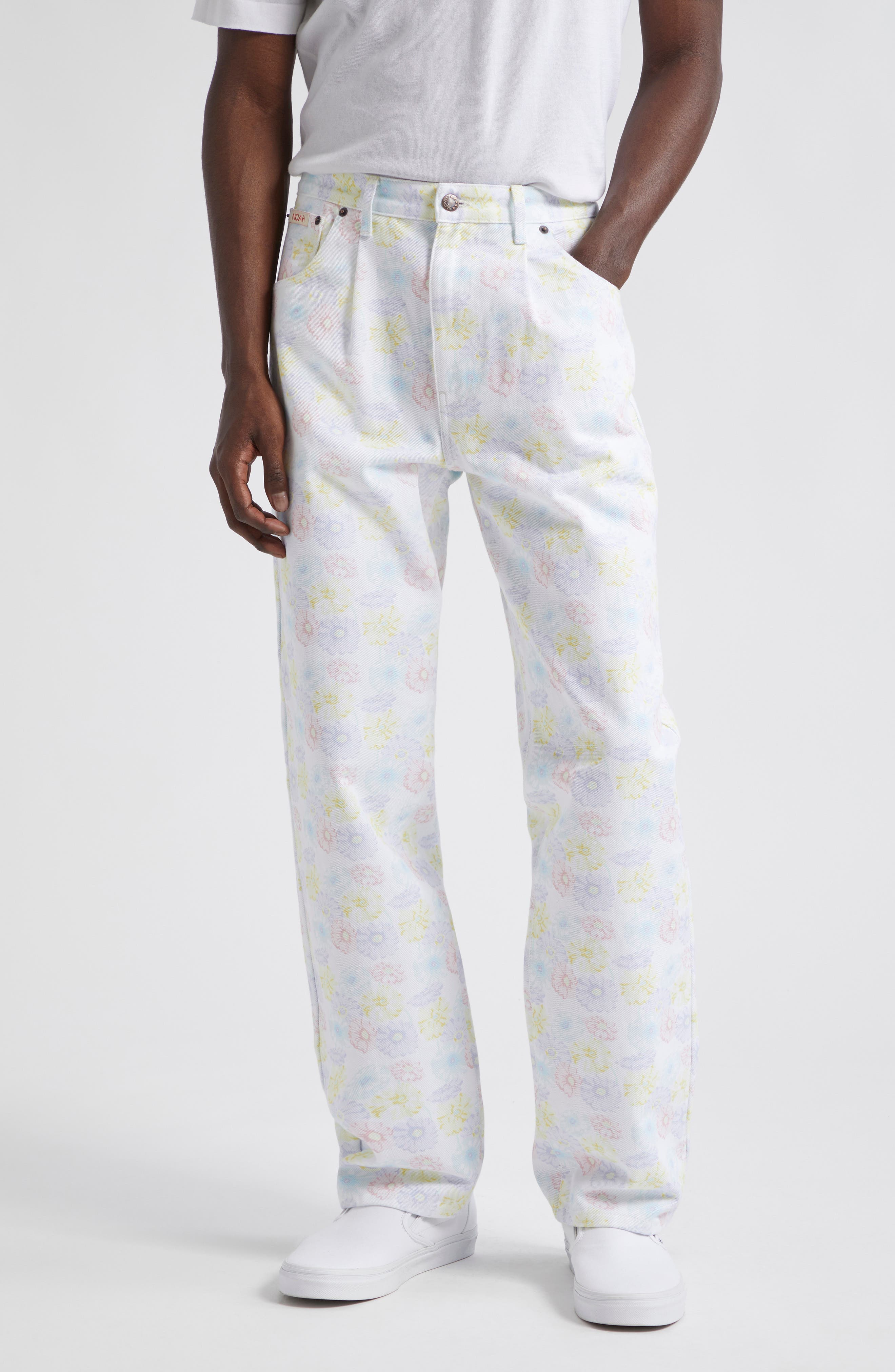 Noah Floral Print Pleated Straight Leg Jeans (Men) | Nordstromrack