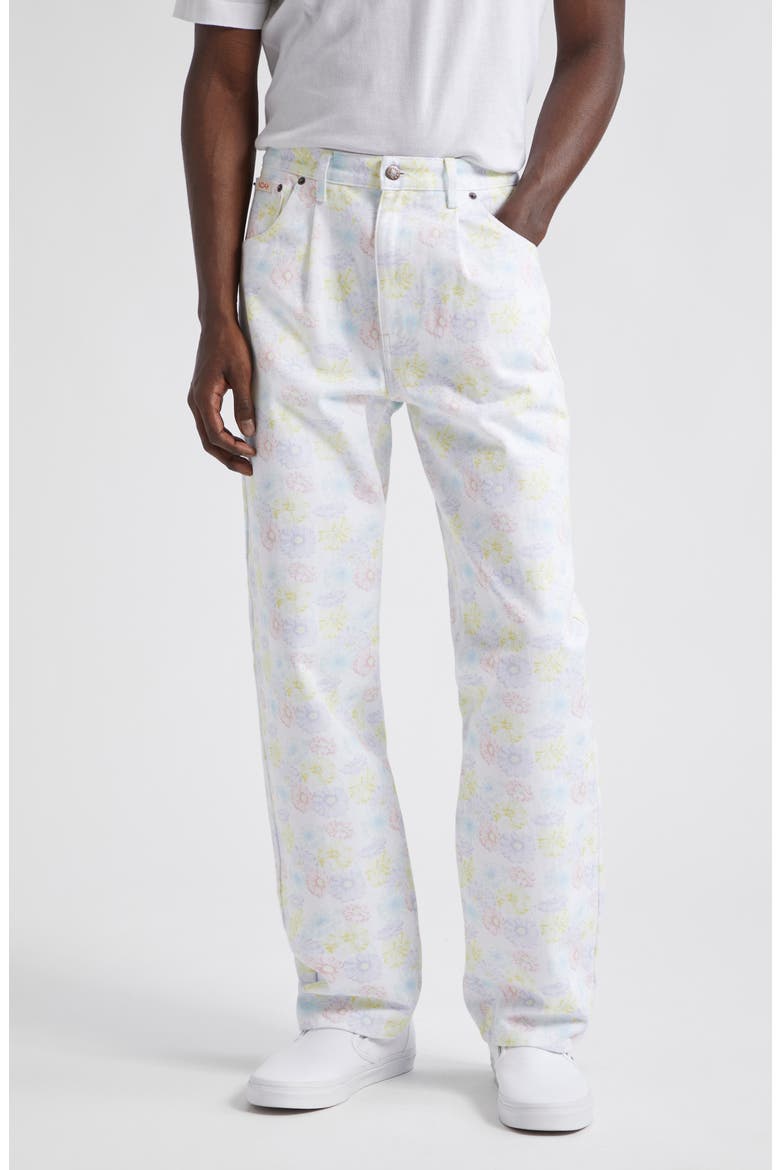 Noah Floral Print Pleated Straight Leg Jeans (Men) | Nordstromrack