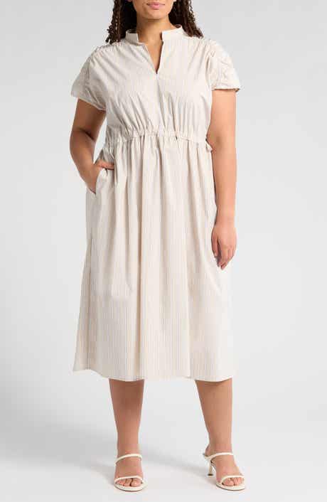 MELLODAY Stripe Poplin Midi Dress