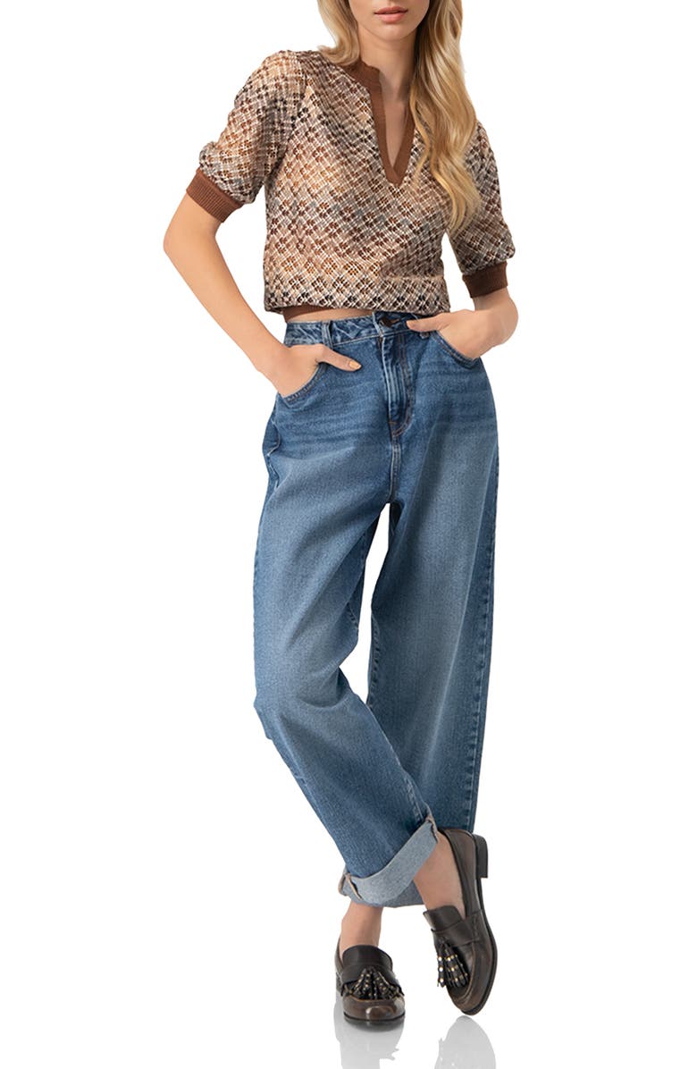 IVONNE Straight Knit Blouse with V-Neck, Alternate, color,