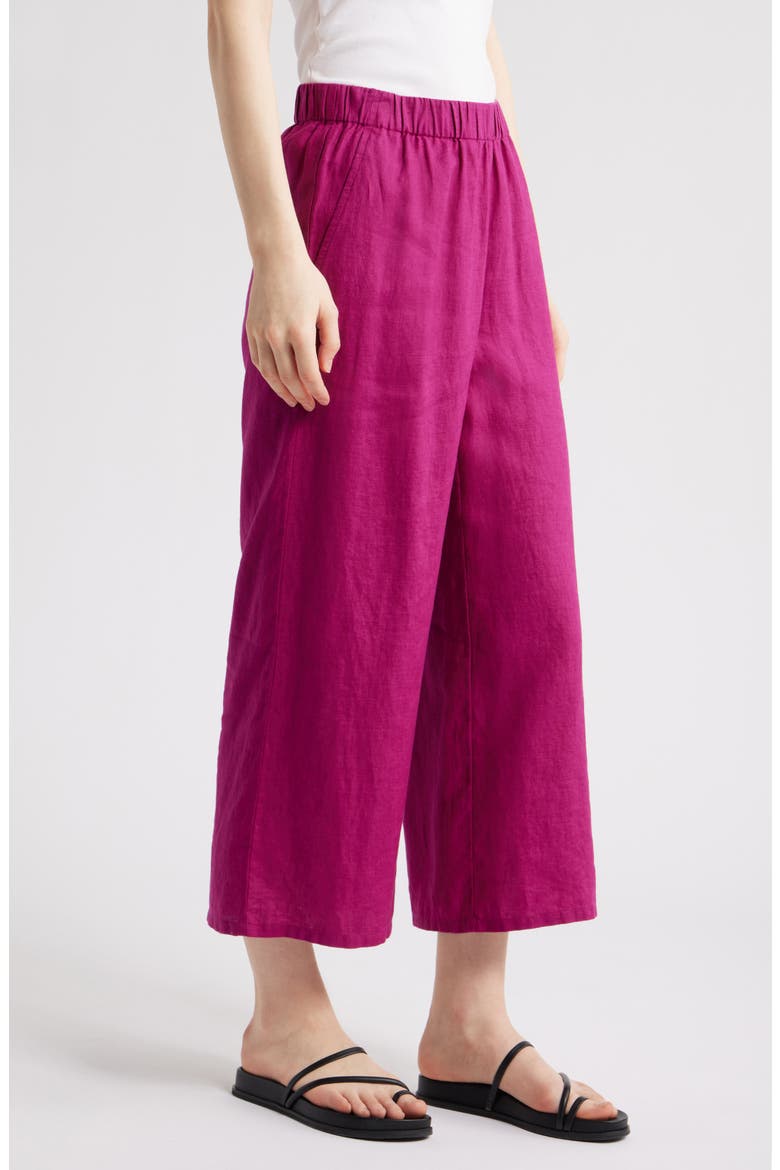 Organic Linen Crop Wide Leg Pants, Alternate, color, SNGRA