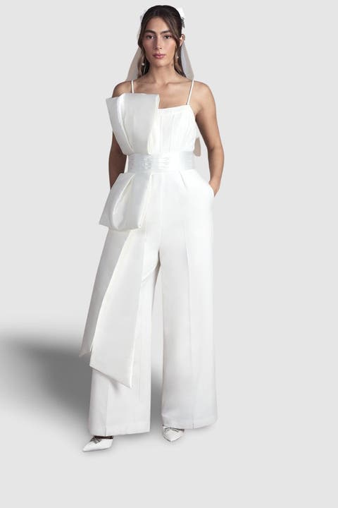 Strapless Bow Wide Leg Jumpsuit