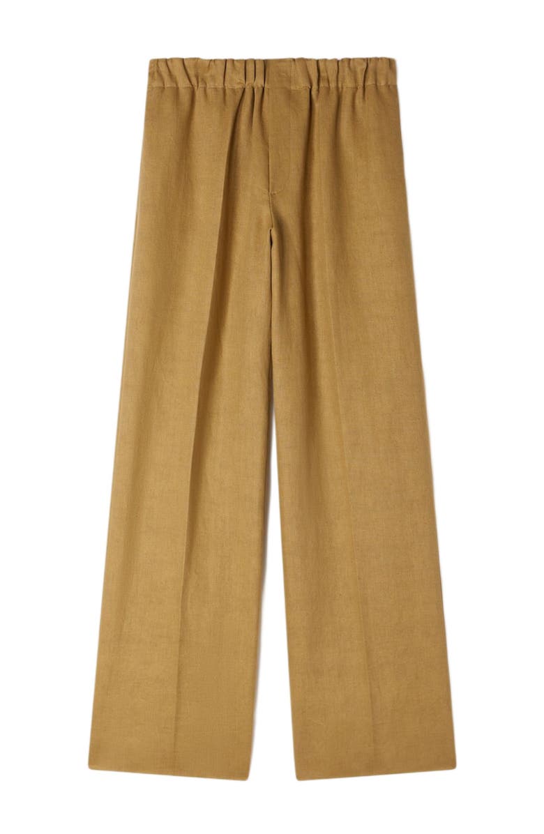 SANDRO Wide-leg elasticated linen trousers, Alternate, color, Nut