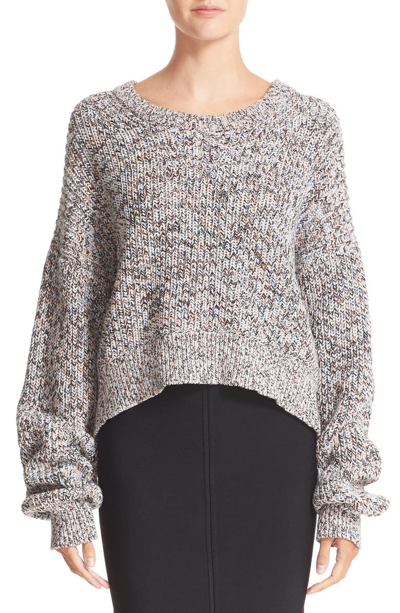 alexanderwang.t T by Alexander Wang Crop Cotton Sweater, Main, color,
