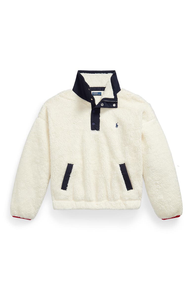 Polo Bear High Pile Fleece Pullover, Alternate, color, CLUBHOUSE CREAM MULTI