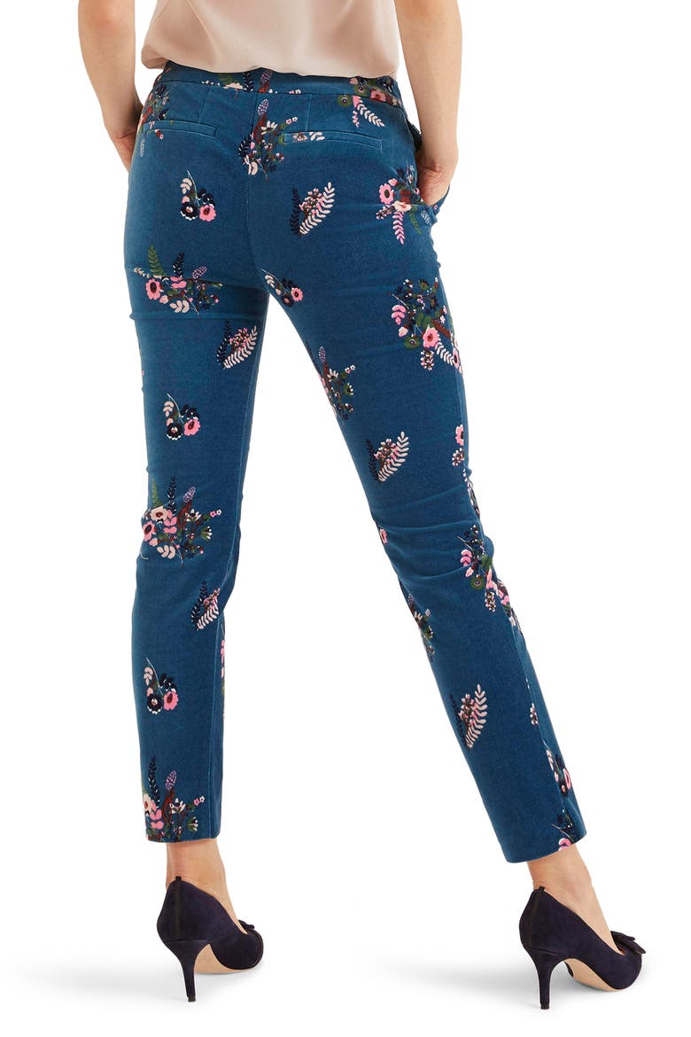 Floral Velvet Trousers, Alternate, color, BALTIC COUNTRY POSY