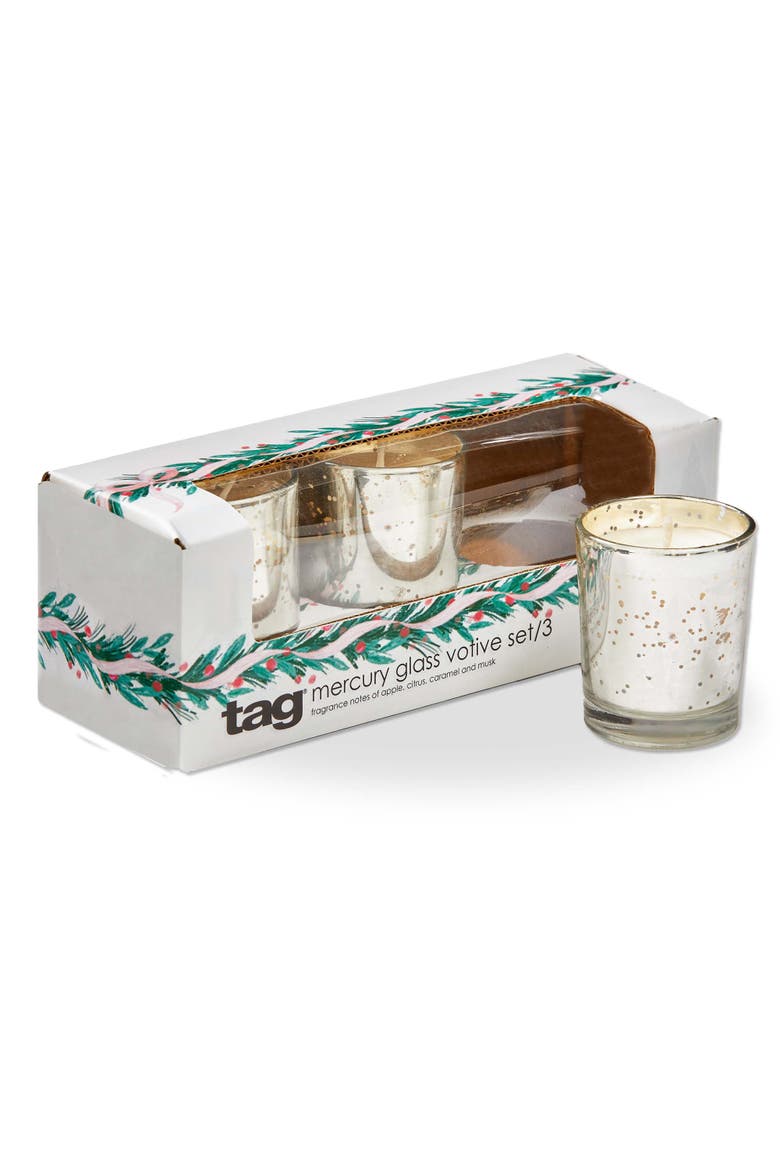 Frosty Mercury Silver Votive Candle Scented Holiday Decor, Main, color, Silver