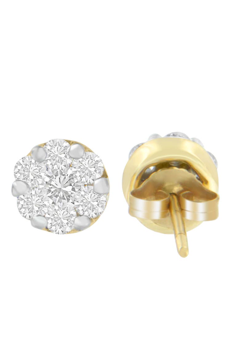 14K Yellow Gold 3/4 Ct Round Diamond Stud Earring, Alternate, color, Yellow