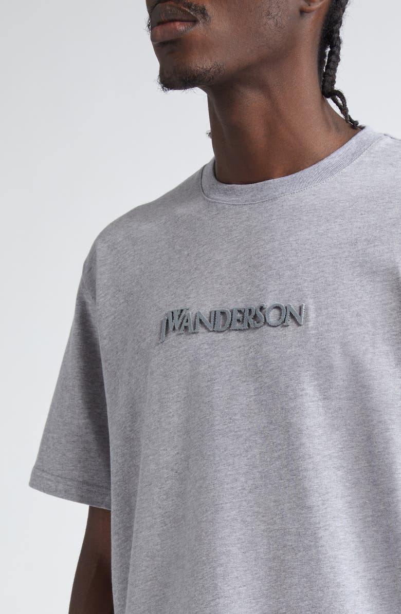 JW Anderson Embroidered Logo Cotton T-Shirt, Alternate, color, Grey Melange