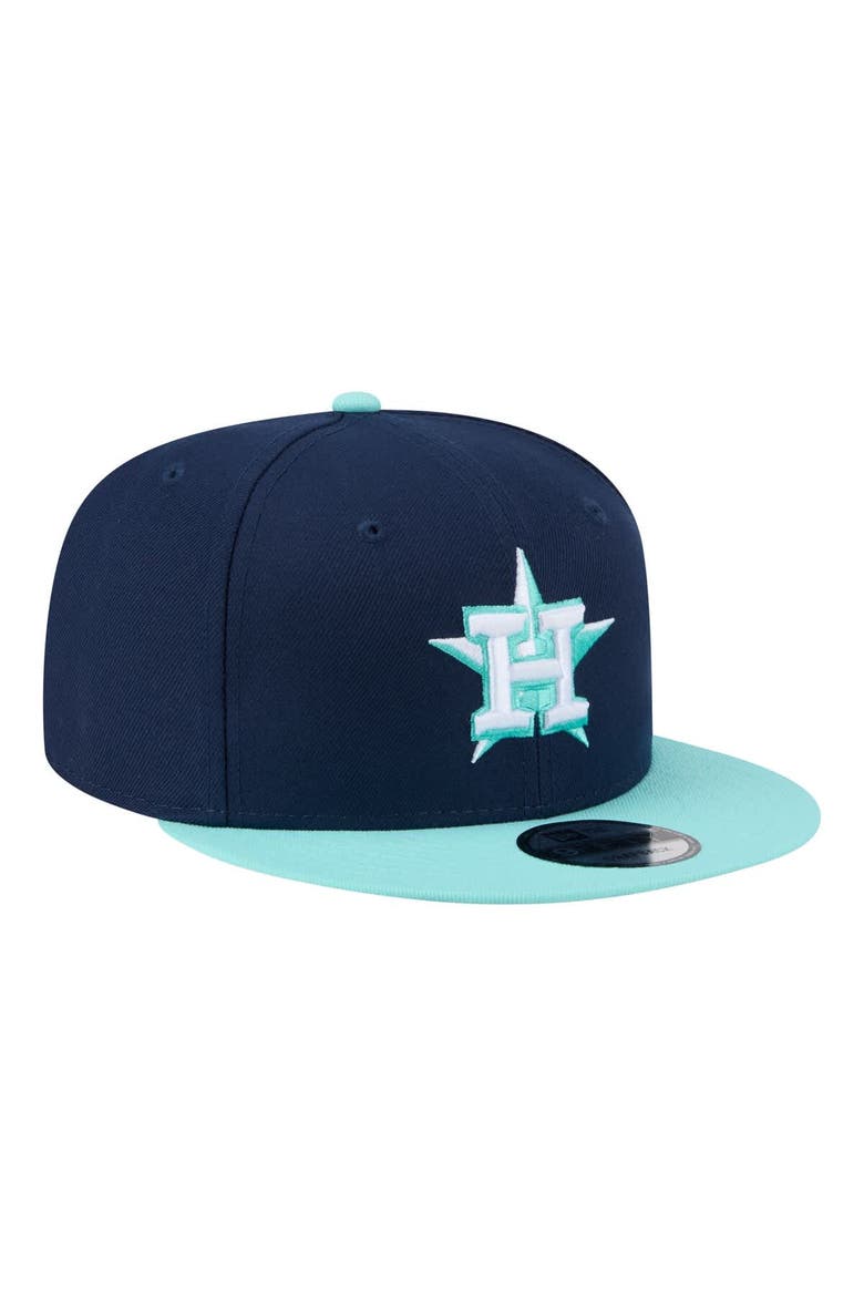 Men's New Era Navy/Turquoise Houston Astros Two-Tone Color Pack 9FIFTY Snapback Hat, Alternate, color, Navy