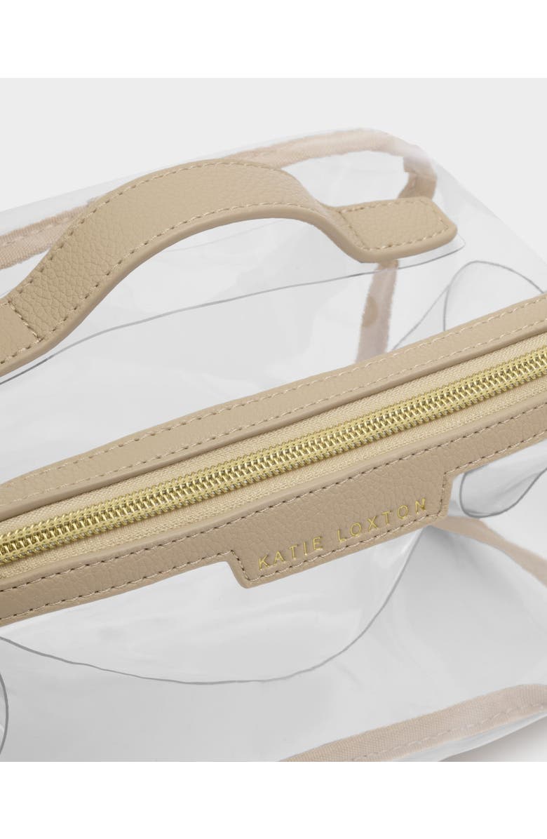 Katie Loxton Medium Clear Makeup and Toiletry Bag in Light Taupe, Alternate, color, Light Taupe