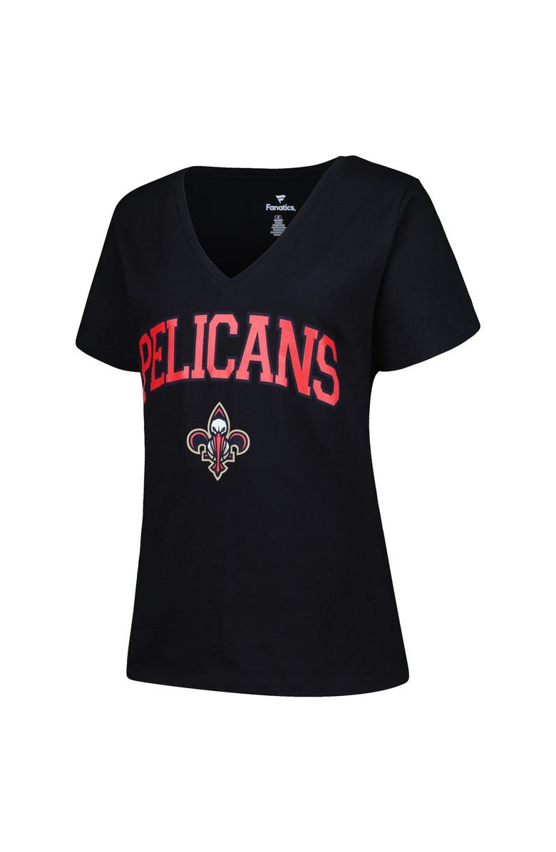PROFILE Women's Profile Black New Orleans Pelicans Plus Size Arch Over Logo V-Neck T-Shirt, Alternate, color, Black