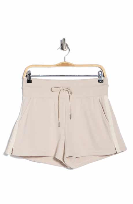 90 DEGREE BY REFLEX Stripe High Waist French Terry Shorts