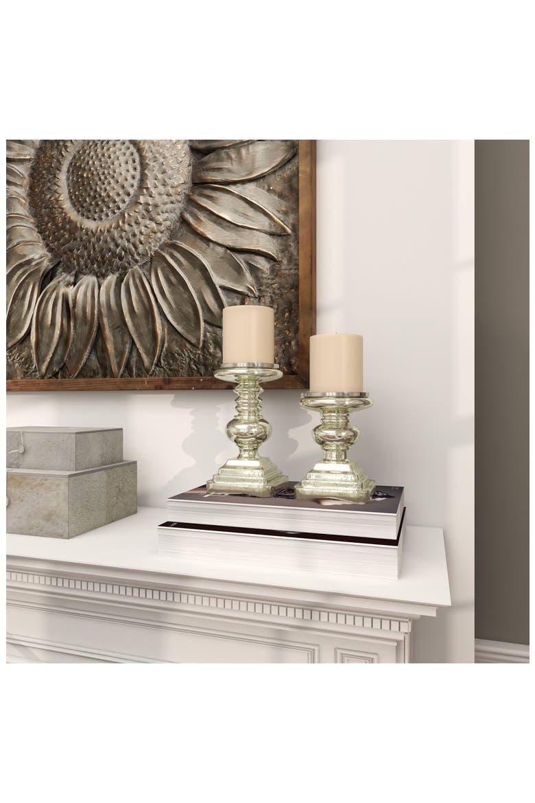 Set of 2 Soda Lime Glass Candle Holder, Alternate, color, NO COLOR
